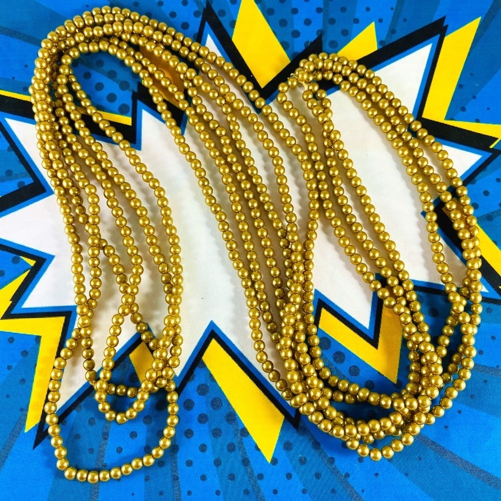 3 Strands of stunning golden glass beads necklace